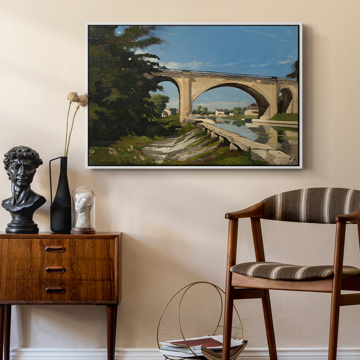 The Railroad Bridge at Briare, 1888 - Floater Framed Canvas Print