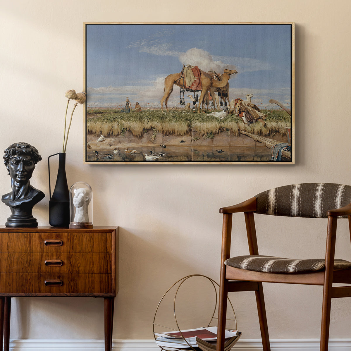 On the Banks of the Nile, Upper Egypt, 1876 - Floater Framed Canvas Print