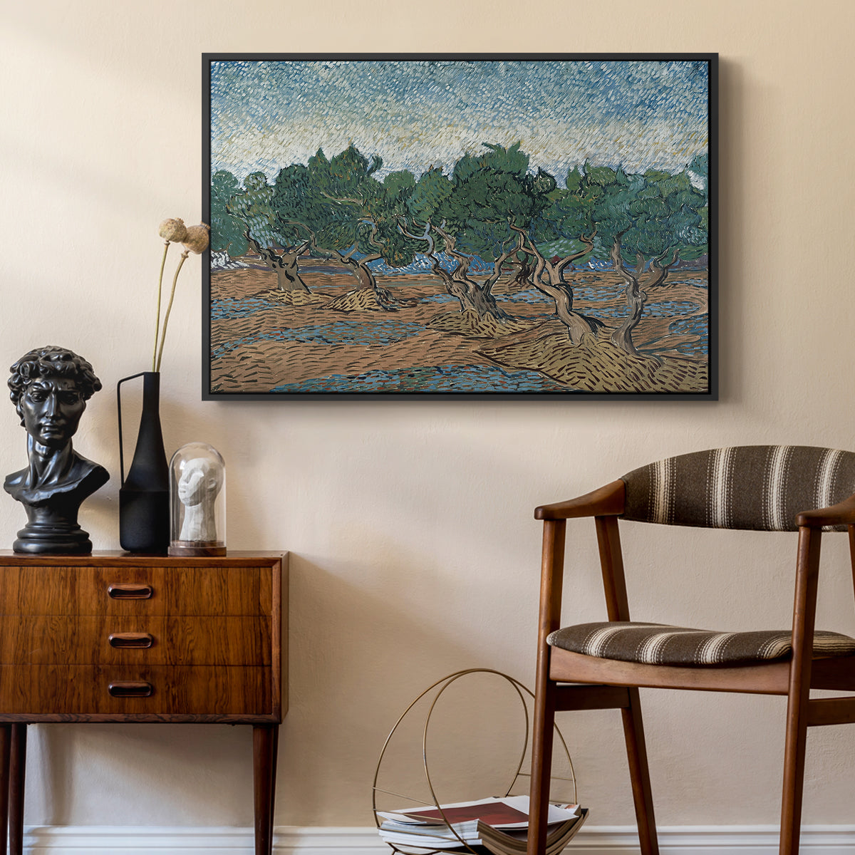 Olive Trees, 1889 - Floater Framed Canvas Print