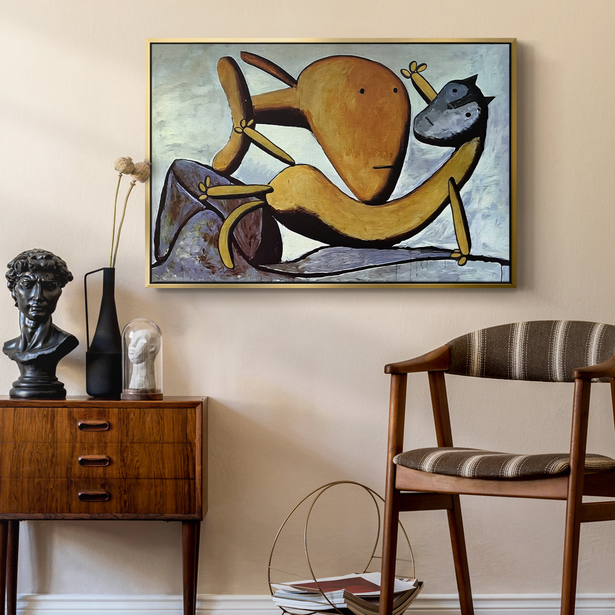 Cat and Big Fish, c. 1931 - Floater Framed Canvas Print