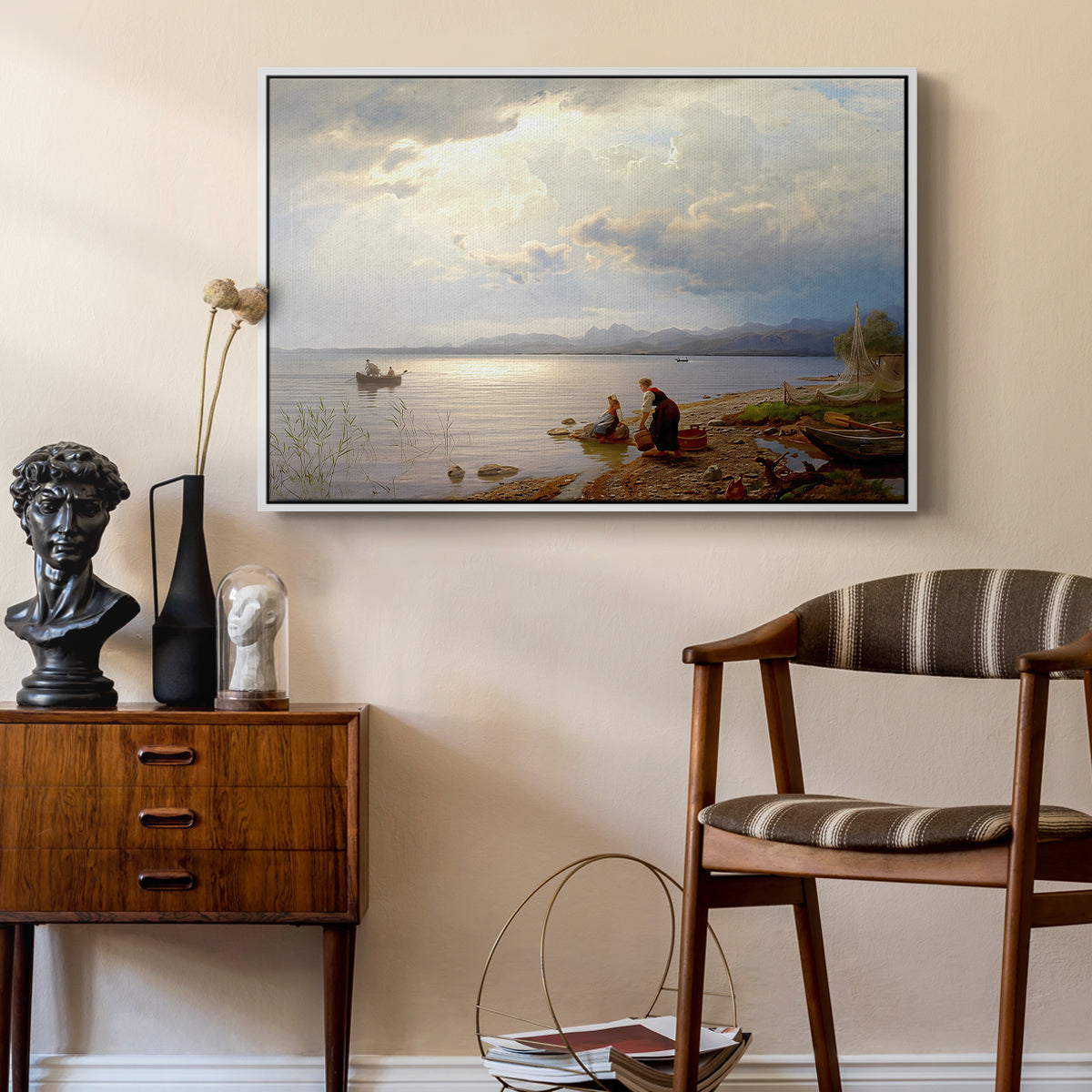 On the Banks of the Chiemsee, 1871 - Floater Framed Canvas Print