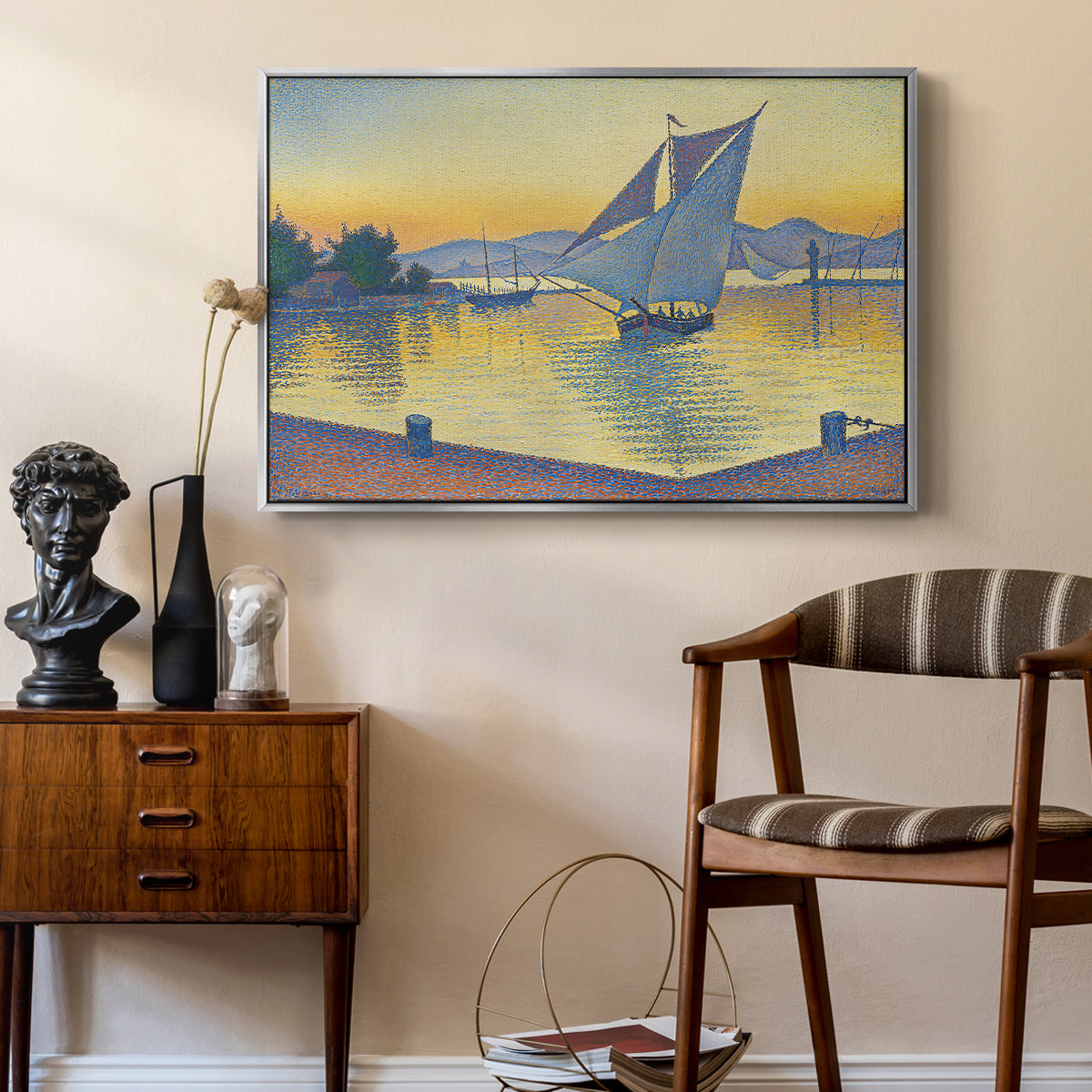 The Port at Sunset, Opus 236, Saint Tropez, 1892 - Floater Framed Canvas Print