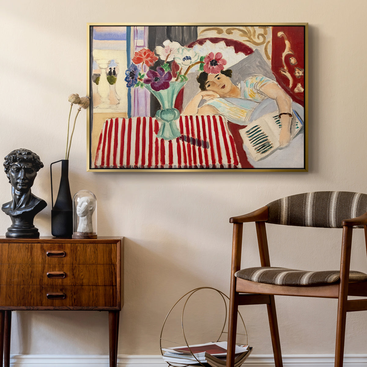 Woman with Anemones (Femme et anémones), c. 1920-1921 - Floater Framed Canvas Print