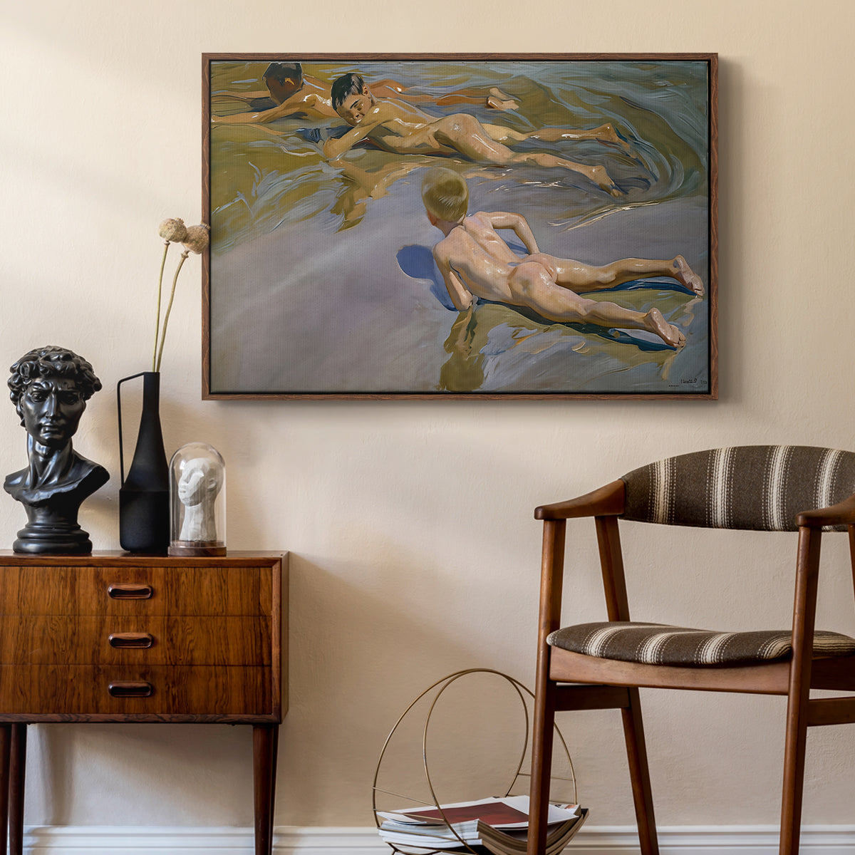 Boys on the Beach, 1910 - Floater Framed Canvas Print