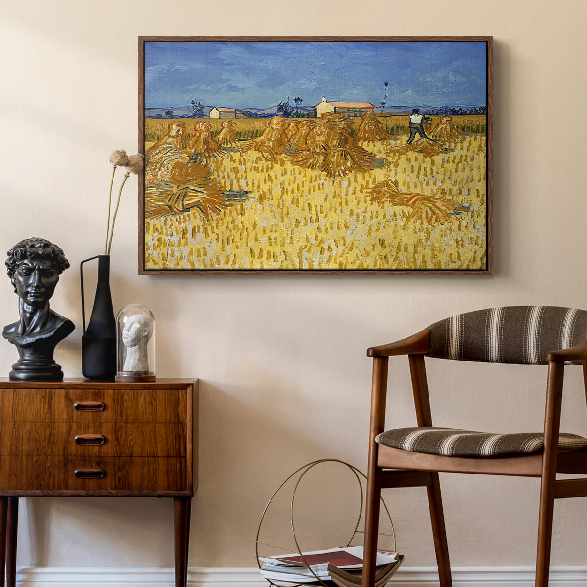 Wheat Field with Sheaves (Harvest in Provence), 1888 - Floater Framed Canvas Print