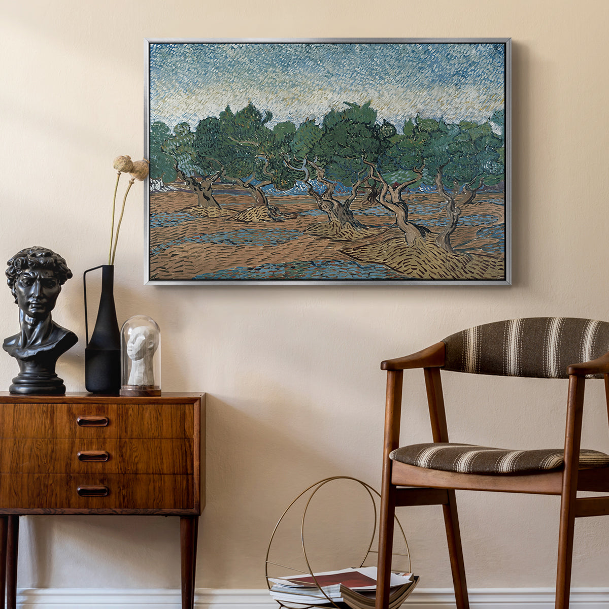 Olive Trees, 1889 - Floater Framed Canvas Print