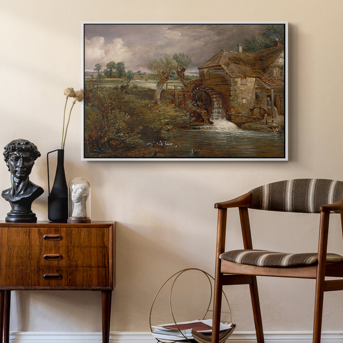 Parham Mill, Gillingham, 1826 - Floater Framed Canvas Print