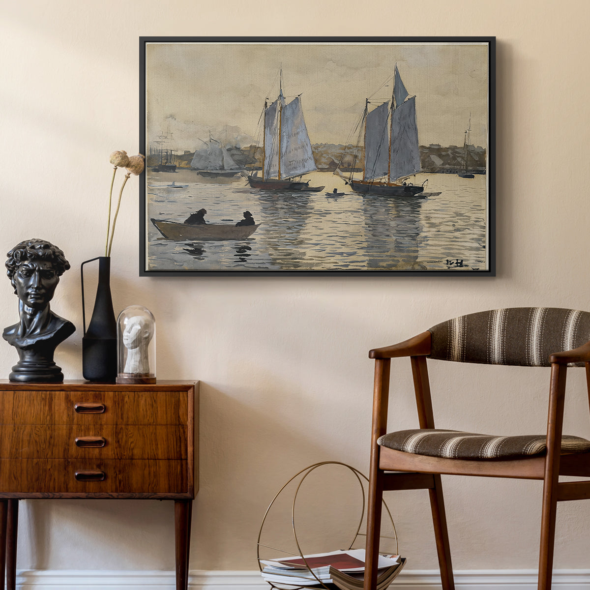 Two Schooners, Gloucester, c. 1880 - Floater Framed Canvas Print