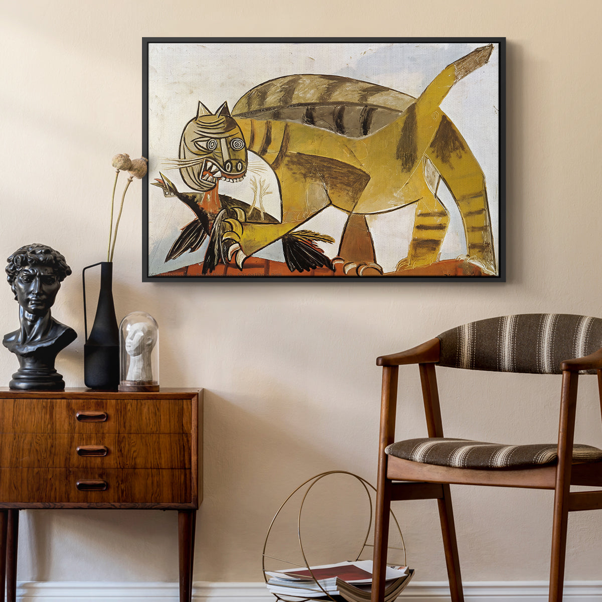 Cat Eating a Bird, 1939 - Floater Framed Canvas Print