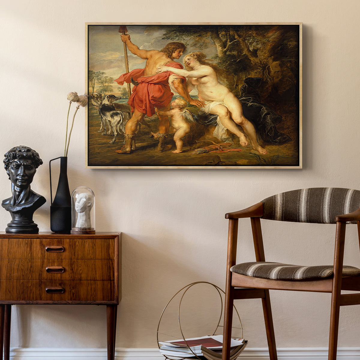 Venus and Adonis, c. 1635 - Floater Framed Canvas Print