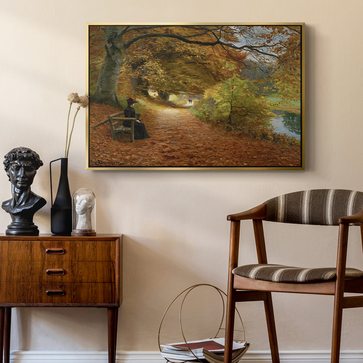 A Wooded Path in Autumn, 1902 - Floater Framed Canvas Print