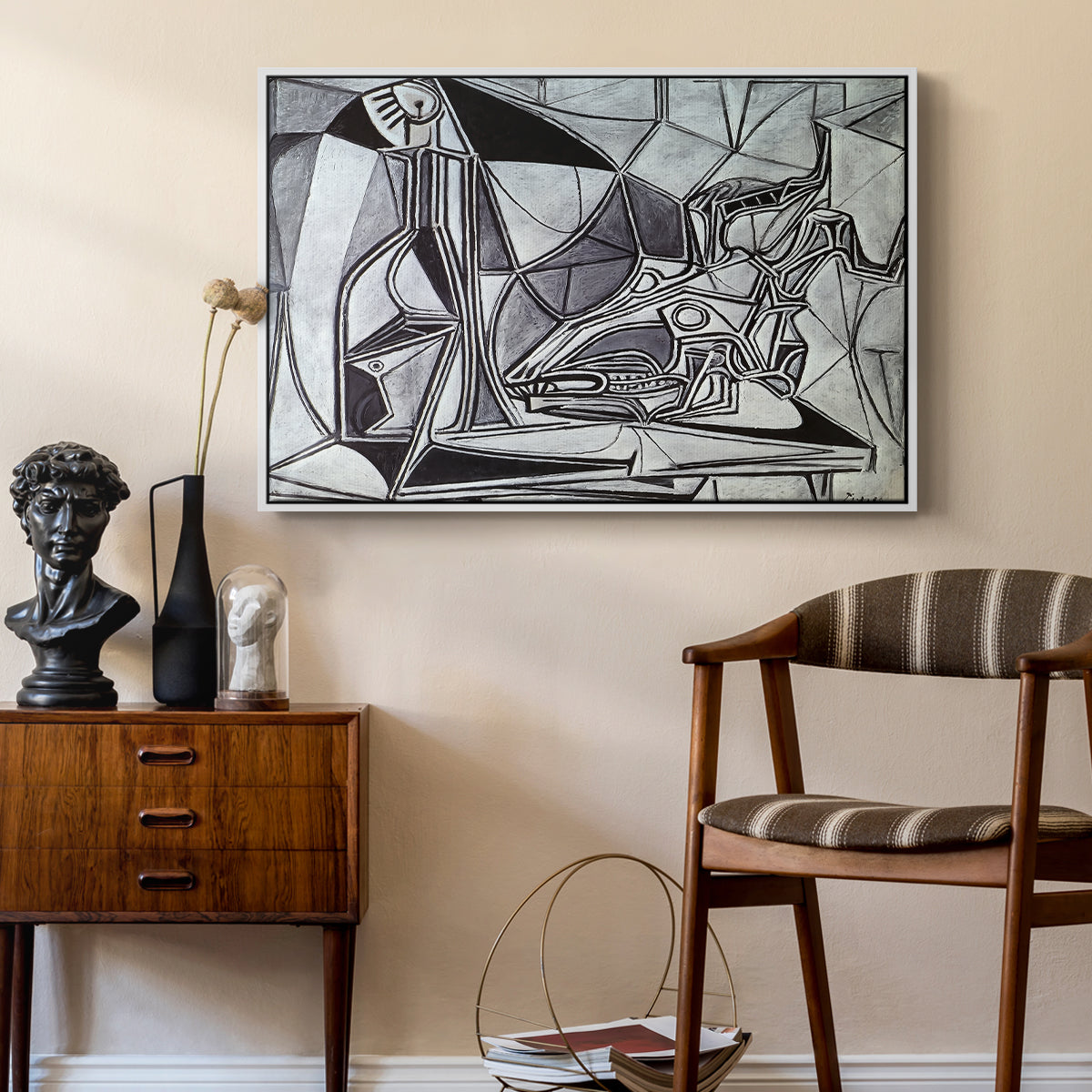 Goat's Skull, Bottle and Candle, 1952 - Floater Framed Canvas Print