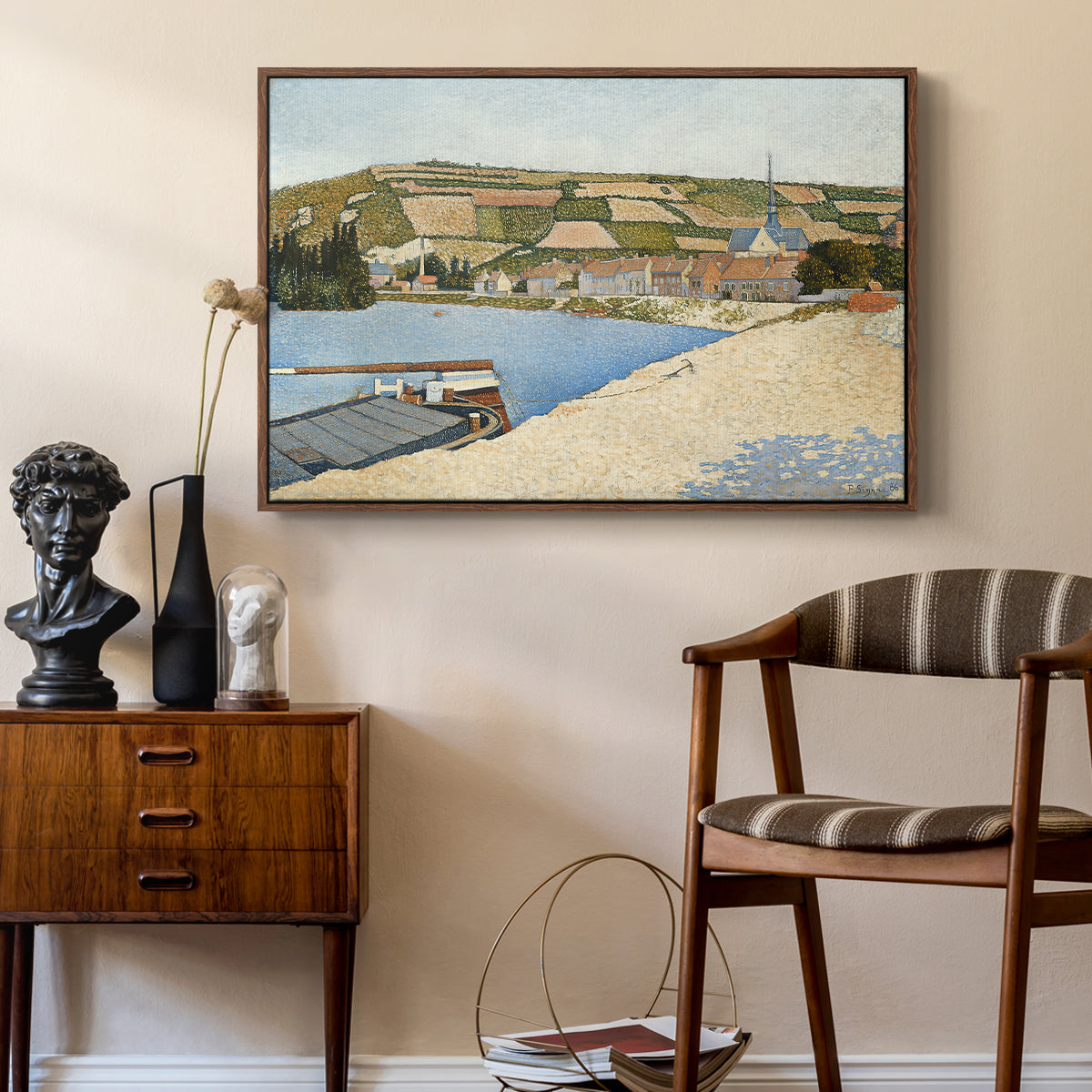 The Riverbank, Les Andelys, 1886 - Floater Framed Canvas Print