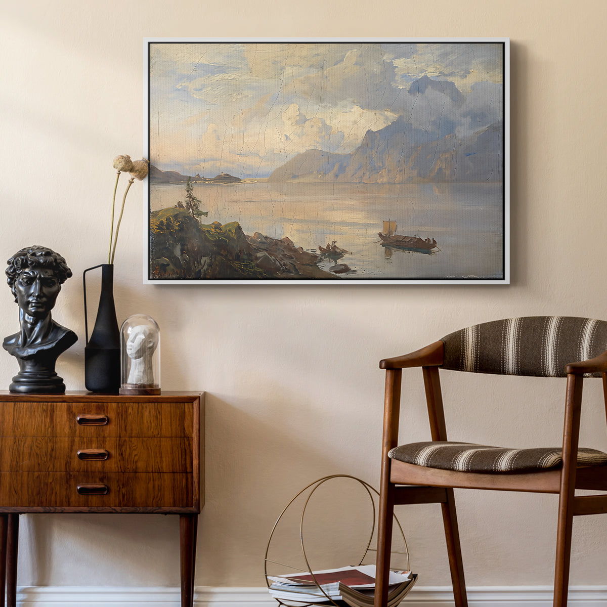 Traunsee, 1871 - Floater Framed Canvas Print