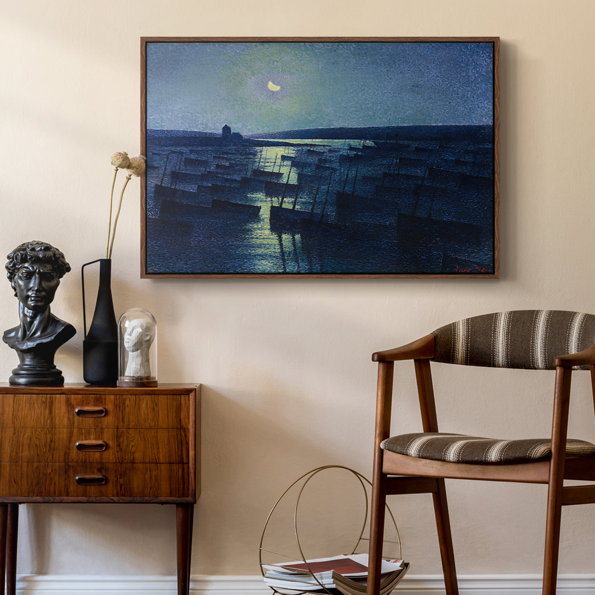 Camaret, Moonlight and Fishing Boats, 1894 - Floater Framed Canvas Print