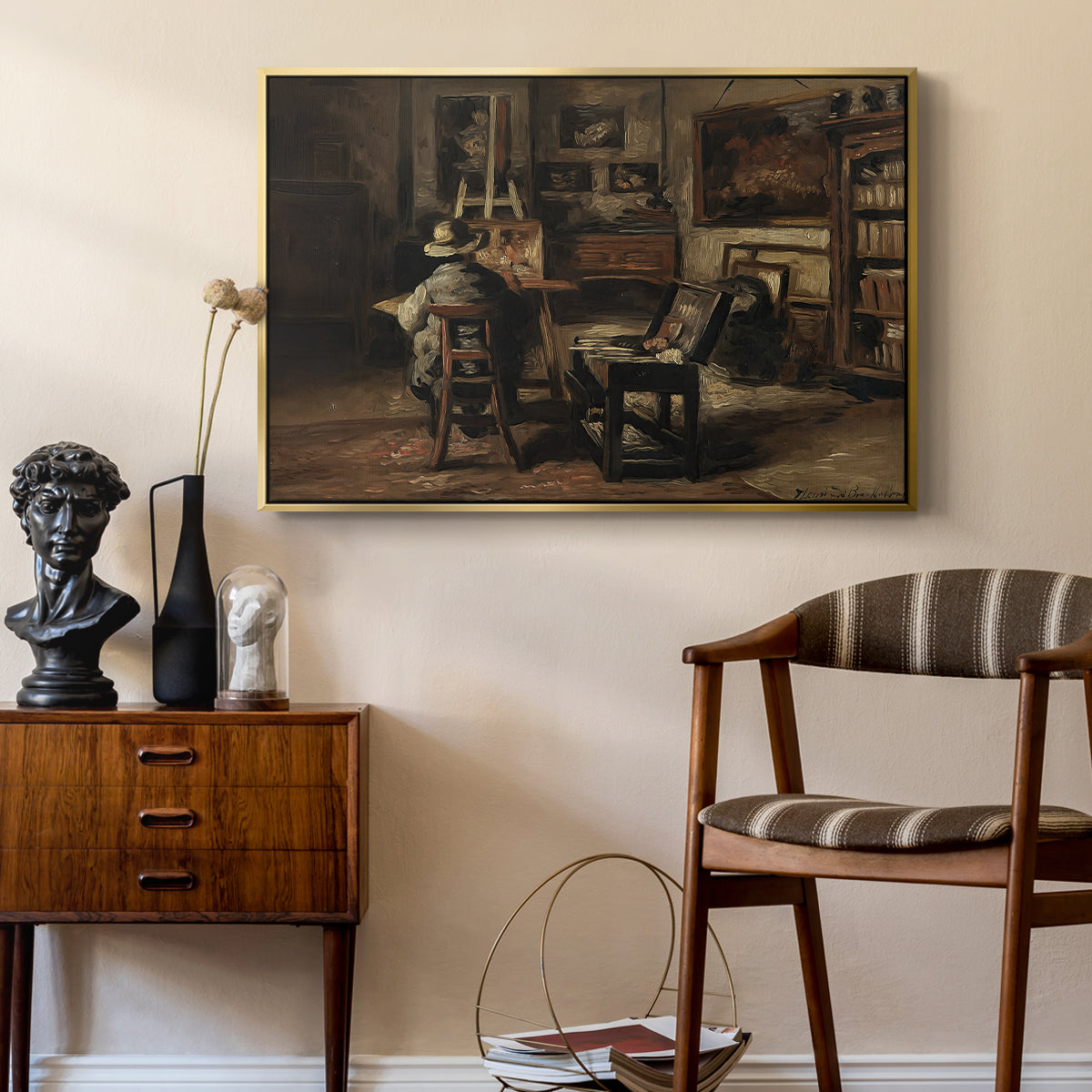The Studio of Ferdinand De Braekeleer I, Father of the Painter, c. 1873-1885 - Floater Framed Canvas Print