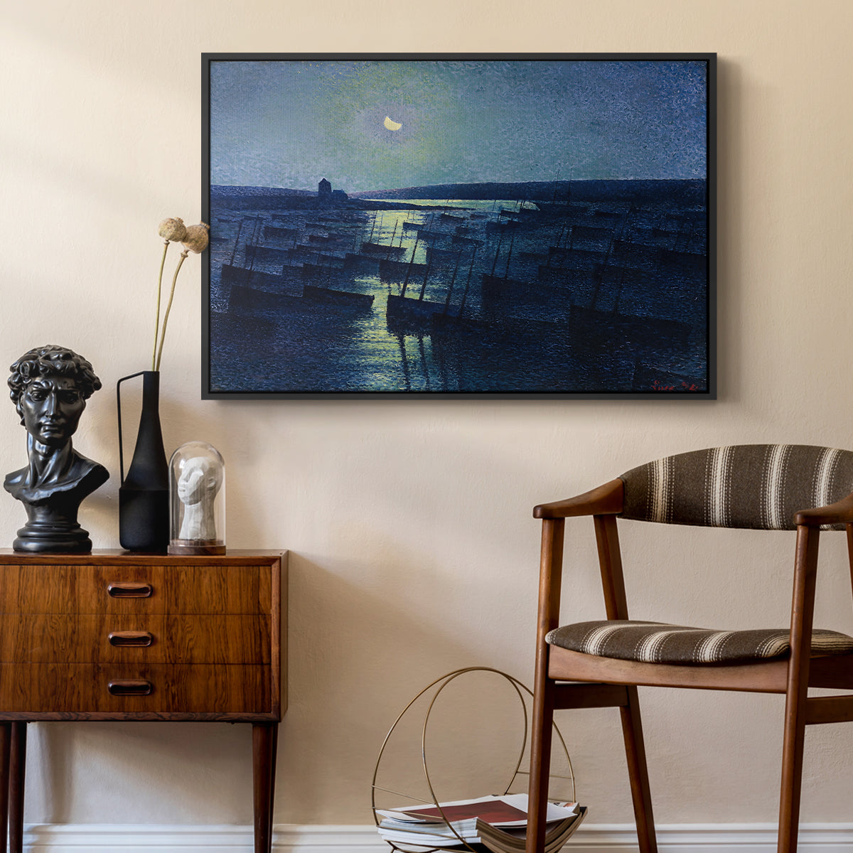 Camaret, Moonlight and Fishing Boats, 1894 - Floater Framed Canvas Print