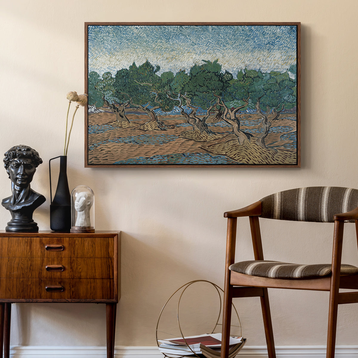 Olive Trees, 1889 - Floater Framed Canvas Print