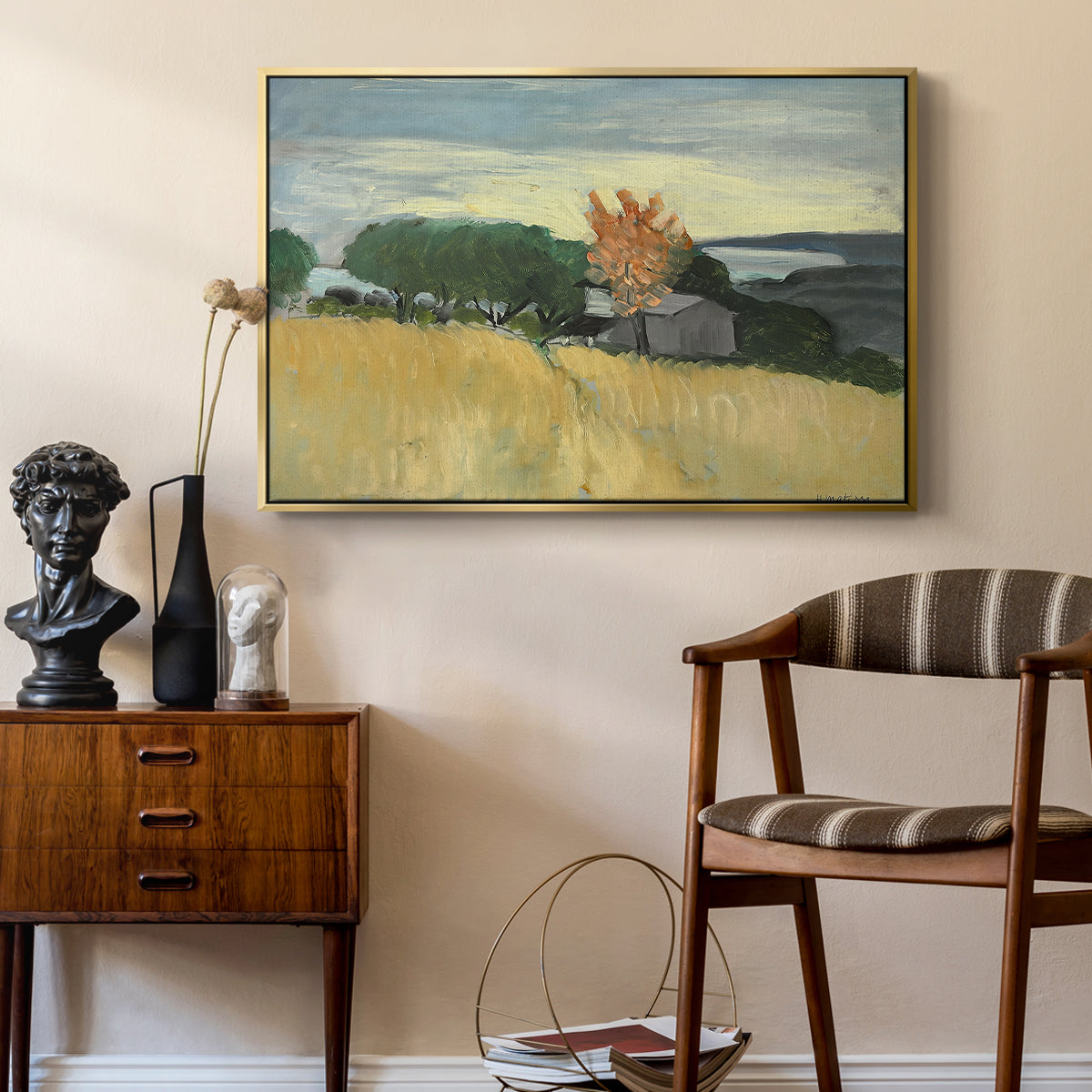 Fields of Wheat in Cagnes, 1918 - Floater Framed Canvas Print