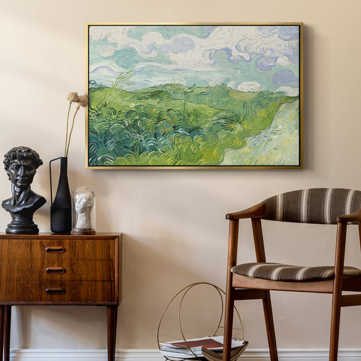 Green Wheat Field, Auvers, 1890 - Floater Framed Canvas Print