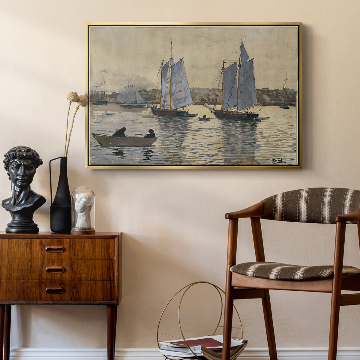 Two Schooners, Gloucester, c. 1880 - Floater Framed Canvas Print