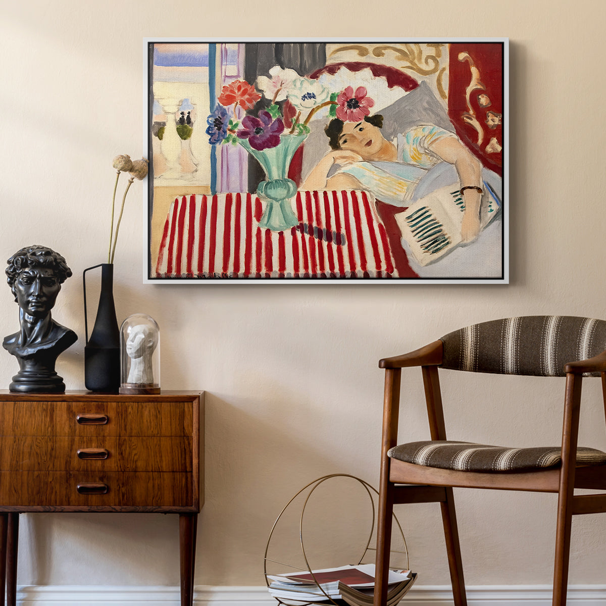 Woman with Anemones (Femme et anémones), c. 1920-1921 - Floater Framed Canvas Print
