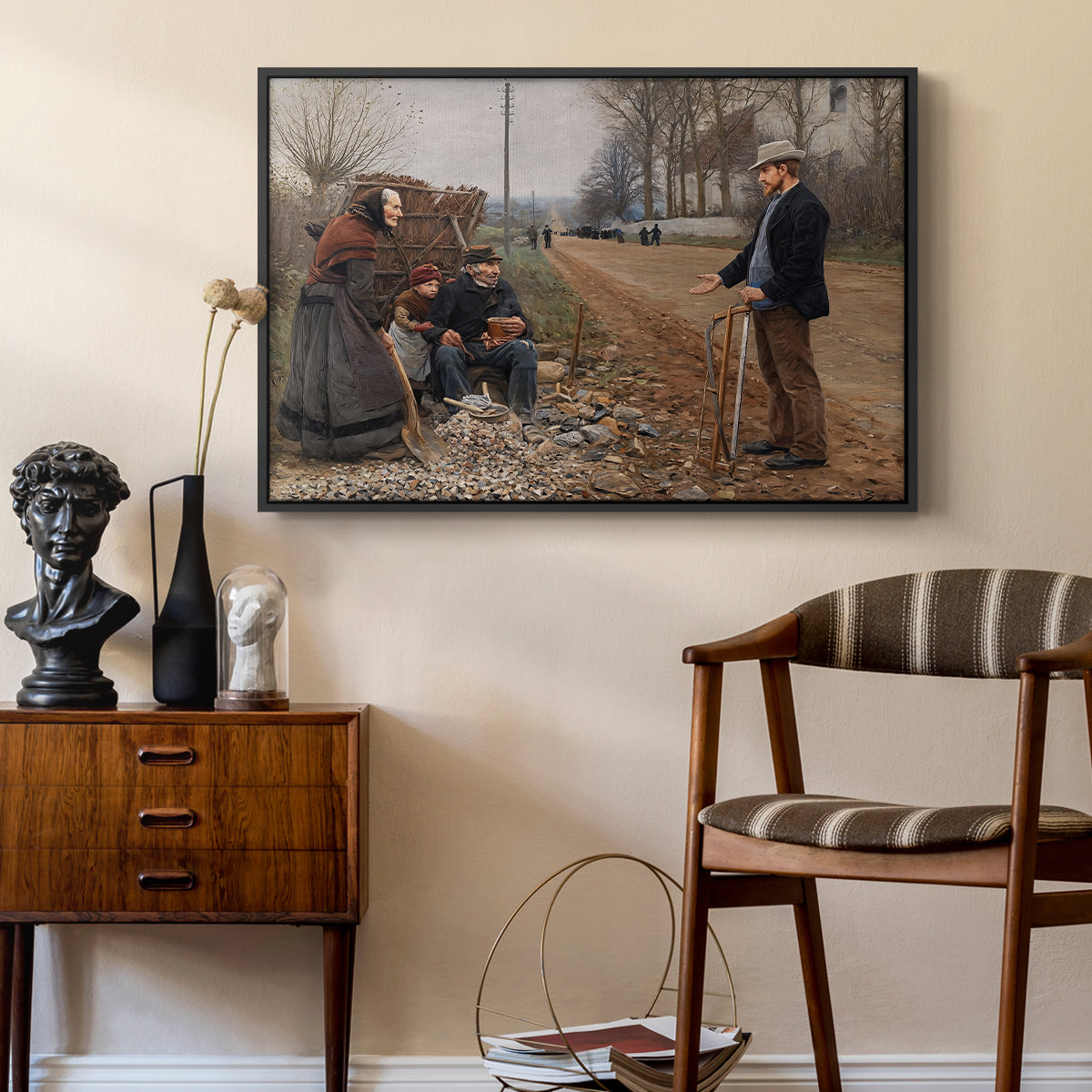 People by a Road, 1893 - Floater Framed Canvas Print