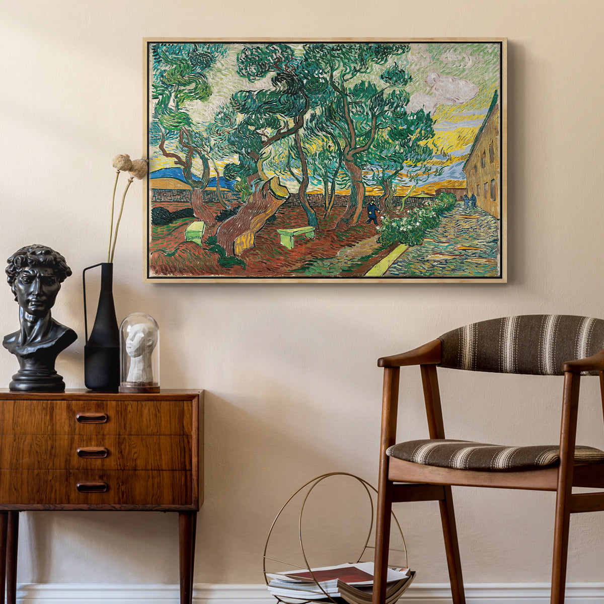 The Garden of Saint-Paul Hospital, 1889 - Floater Framed Canvas Print