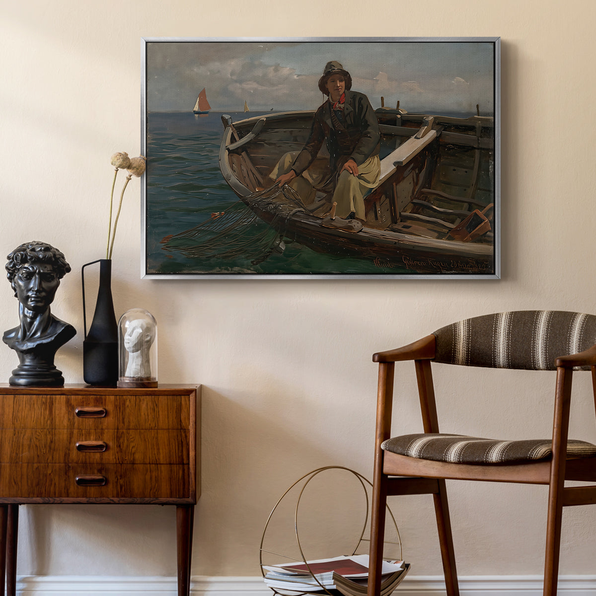 Fishermen from Rügen, 1882 - Floater Framed Canvas Print