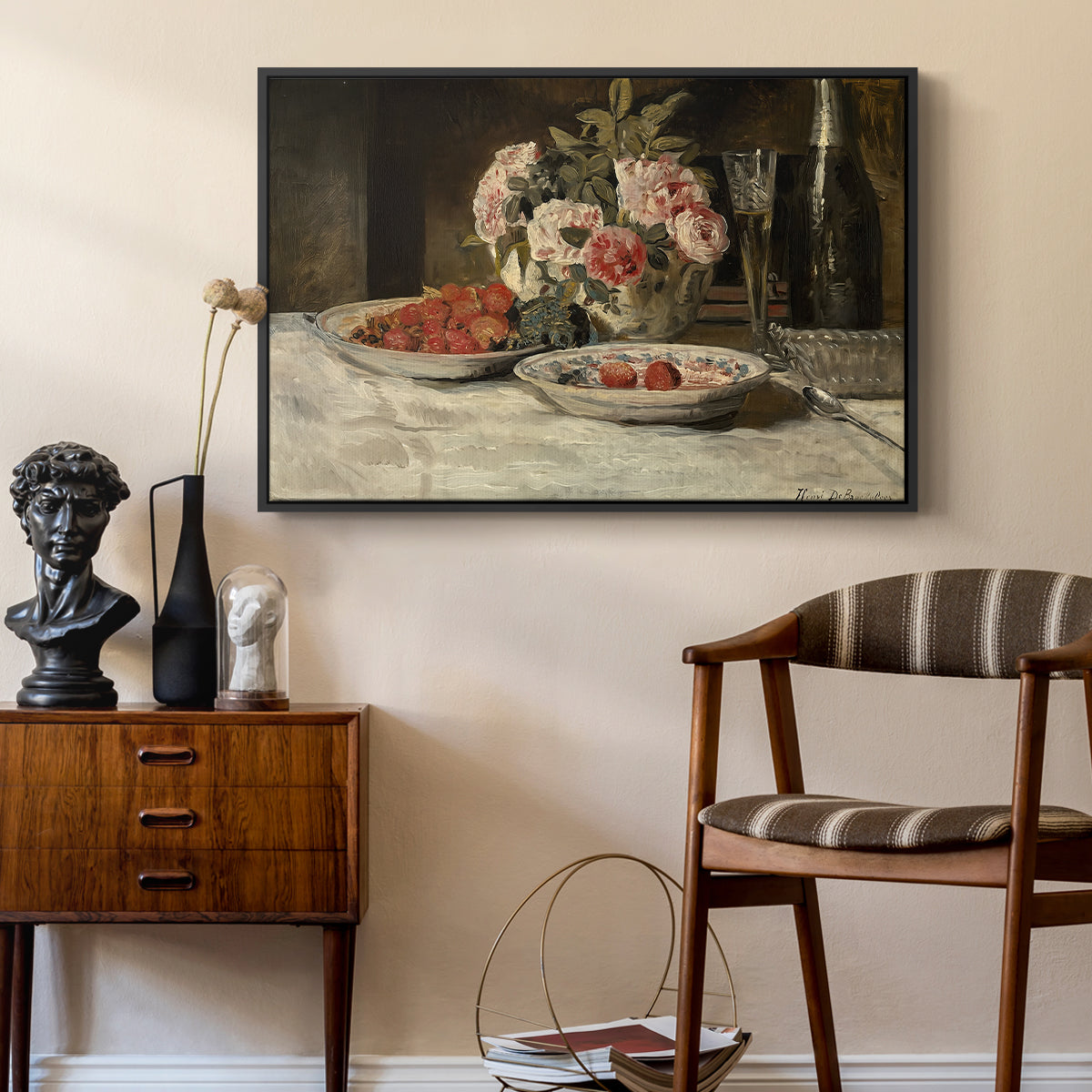 Strawberries and Champagne, c. 1881-1885 - Floater Framed Canvas Print