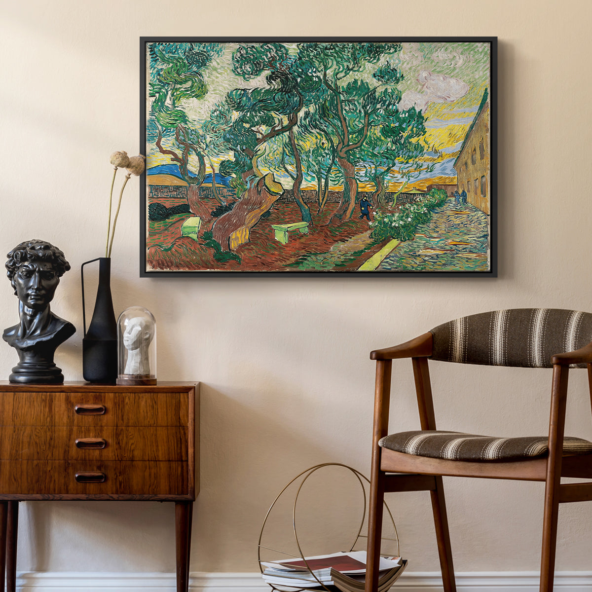 The Garden of Saint-Paul Hospital, 1889 - Floater Framed Canvas Print