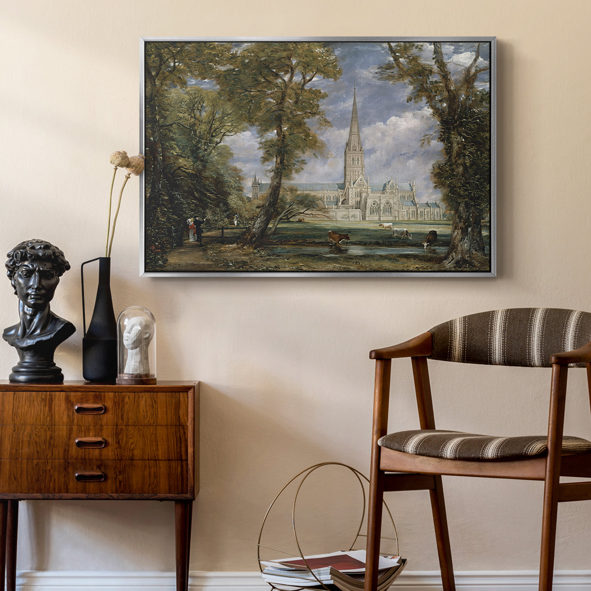 Salisbury Cathedral from the Bishop's Grounds, c. 1825 - Floater Framed Canvas Print