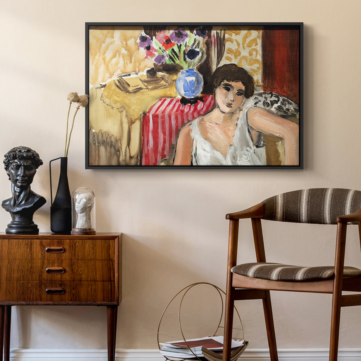 Woman Seated in an Armchair, c. 1920 - Floater Framed Canvas Print