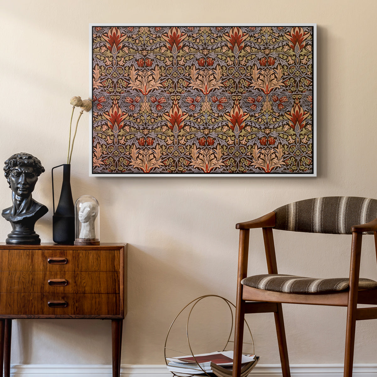 Snakeshead - Red/Cumin, c. 1876 - Floater Framed Canvas Print
