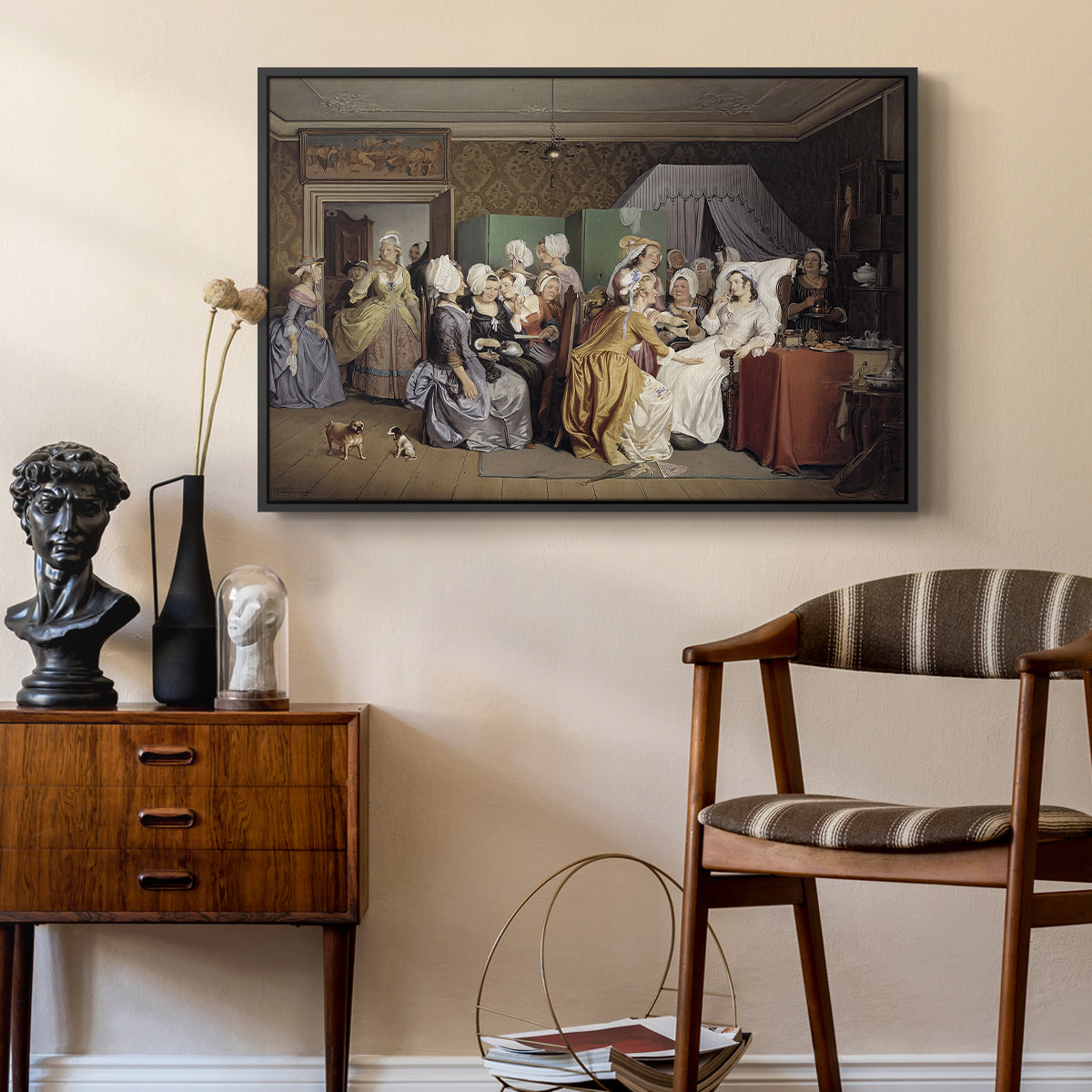 The Maternity Room (Scene from "Barselstuen"), 1845 - Floater Framed Canvas Print