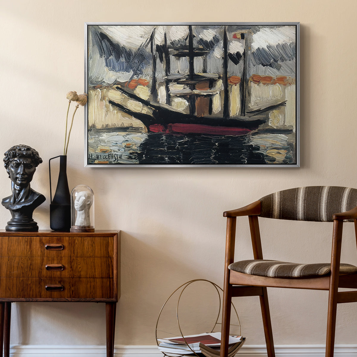 Two Boats Side by Side, Port of Marseilles, c. 1916 - Floater Framed Canvas Print