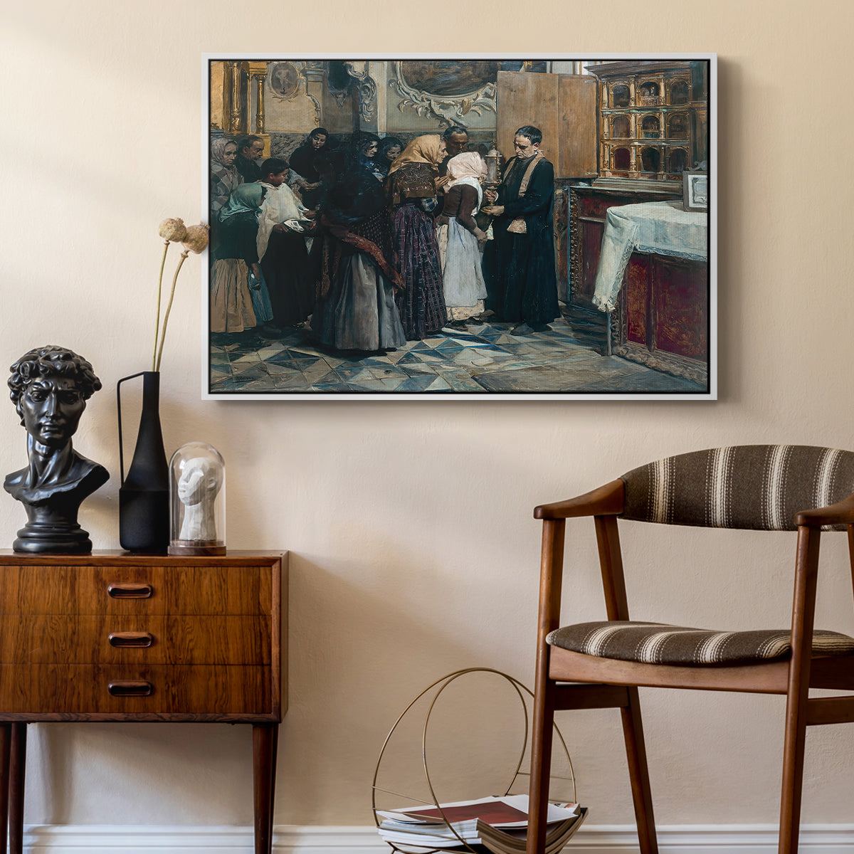 Kissing the Relic, 1893 - Floater Framed Canvas Print