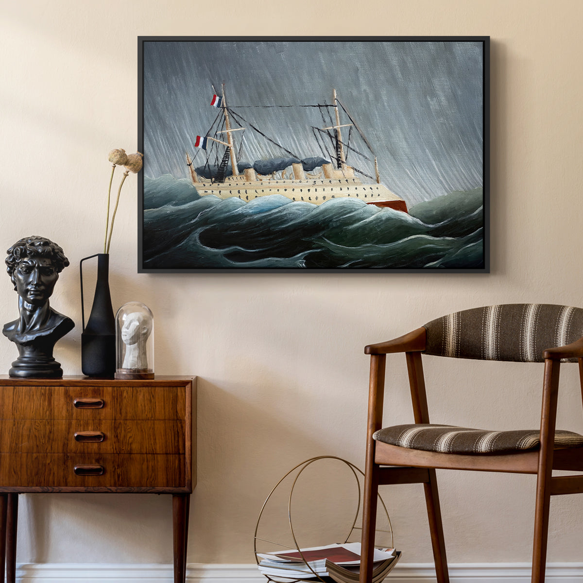 A Ship in the Storm, c. 1899 - Floater Framed Canvas Print