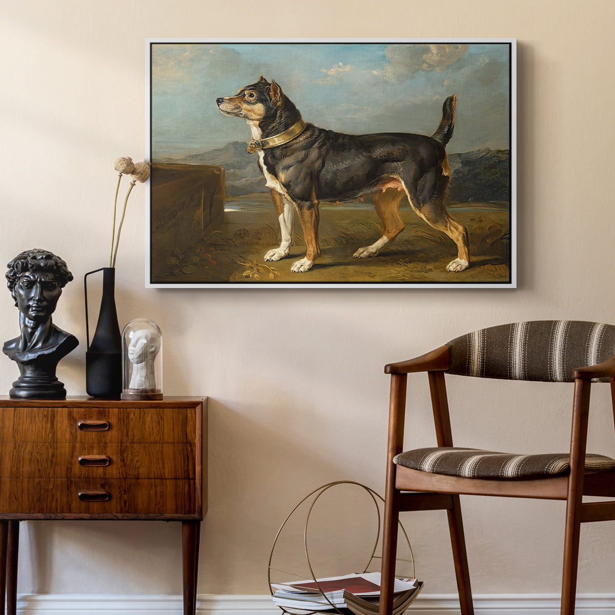 A Terrier in a Landscape, c. 1811 - Floater Framed Canvas Print