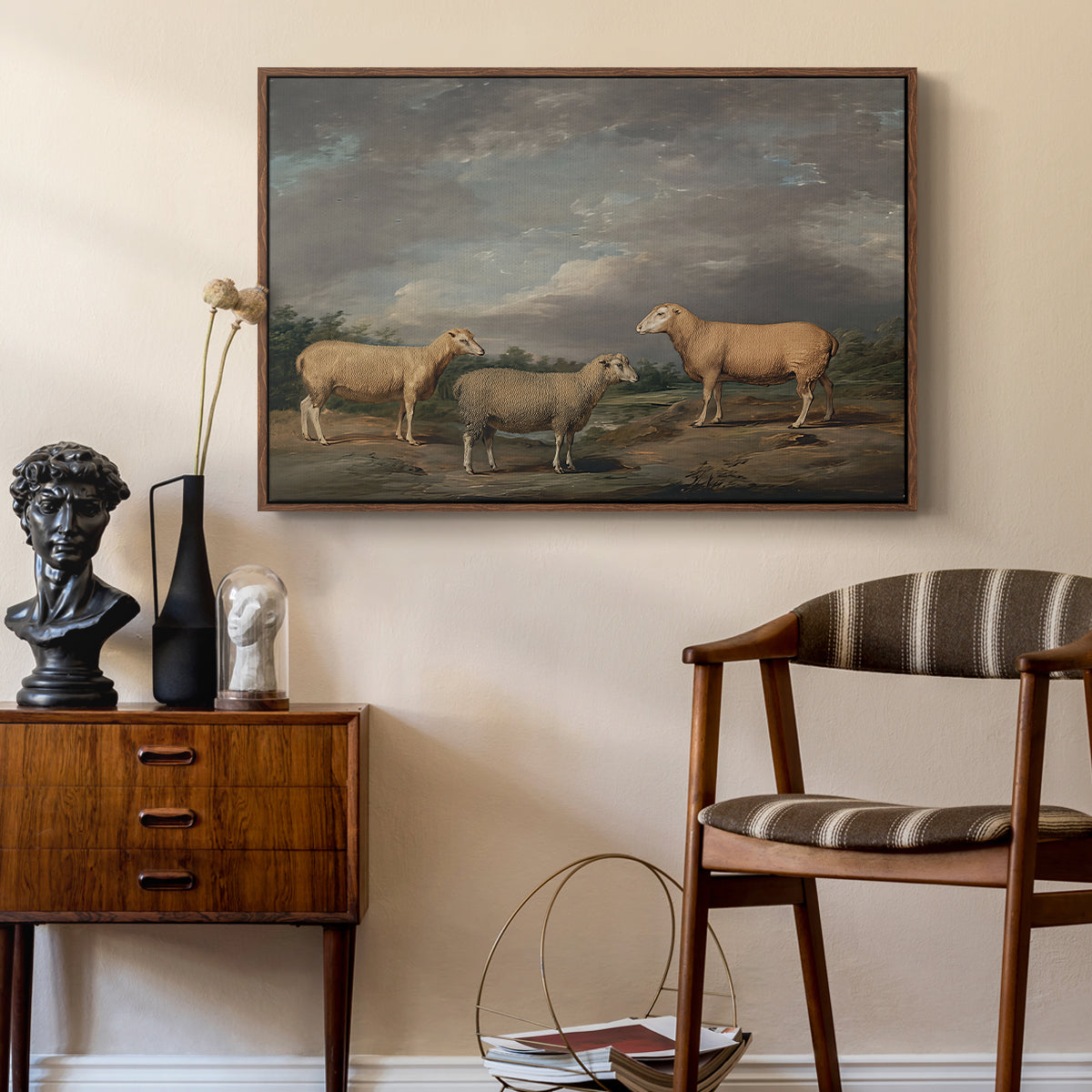 Ryelands Sheep, the King's Ram, the King's Ewe and Lord Somerville's Wether, c. 1801-1807 - Floater Framed Canvas Print