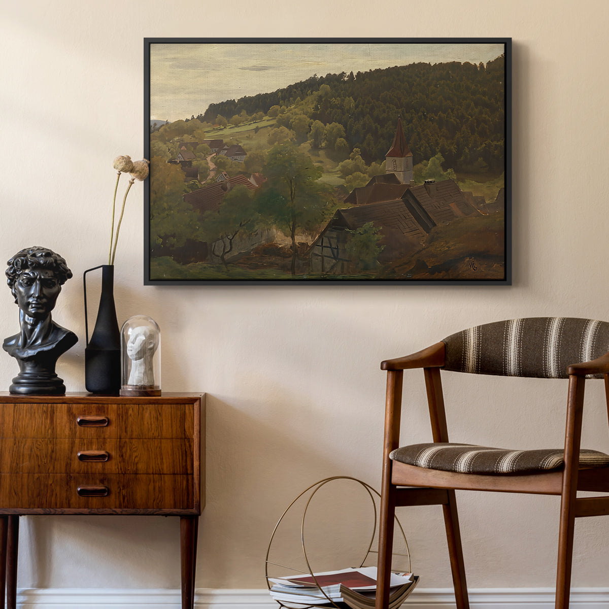 Landscape from Ebersteinburg in Baden, 1876 - Floater Framed Canvas Print