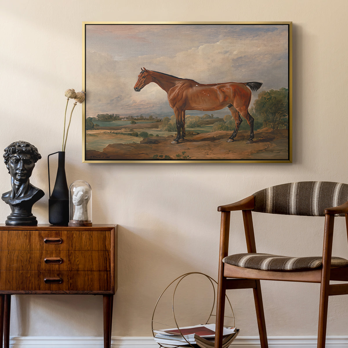 A Hunter in a Landscape, c. 1810 - Floater Framed Canvas Print