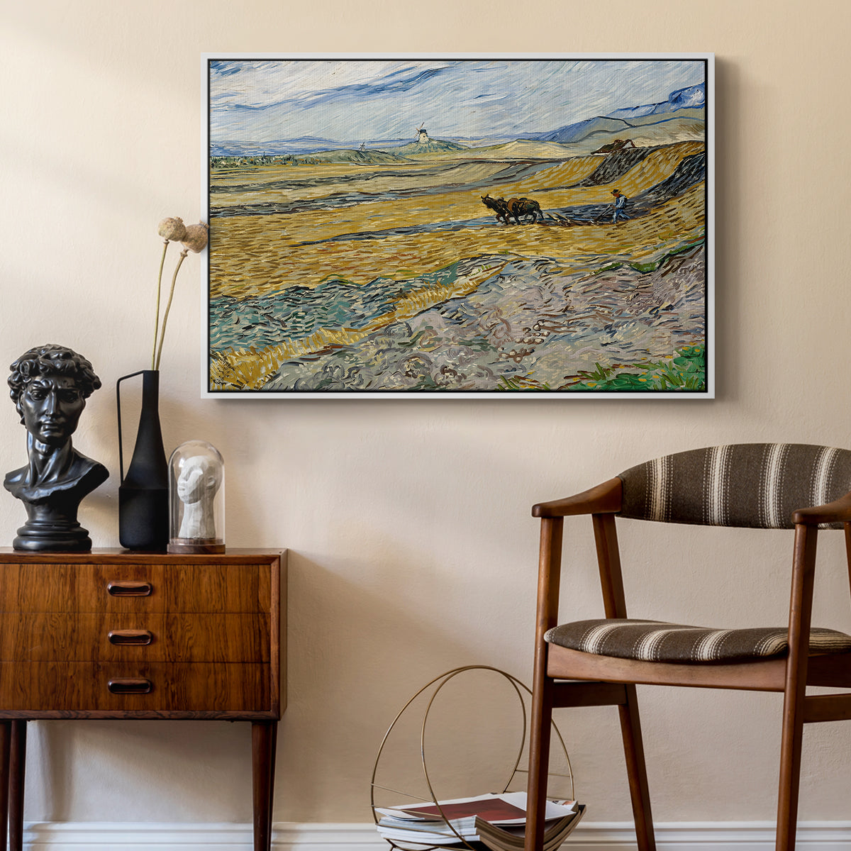 Enclosed Field with Ploughman, 1889 - Floater Framed Canvas Print