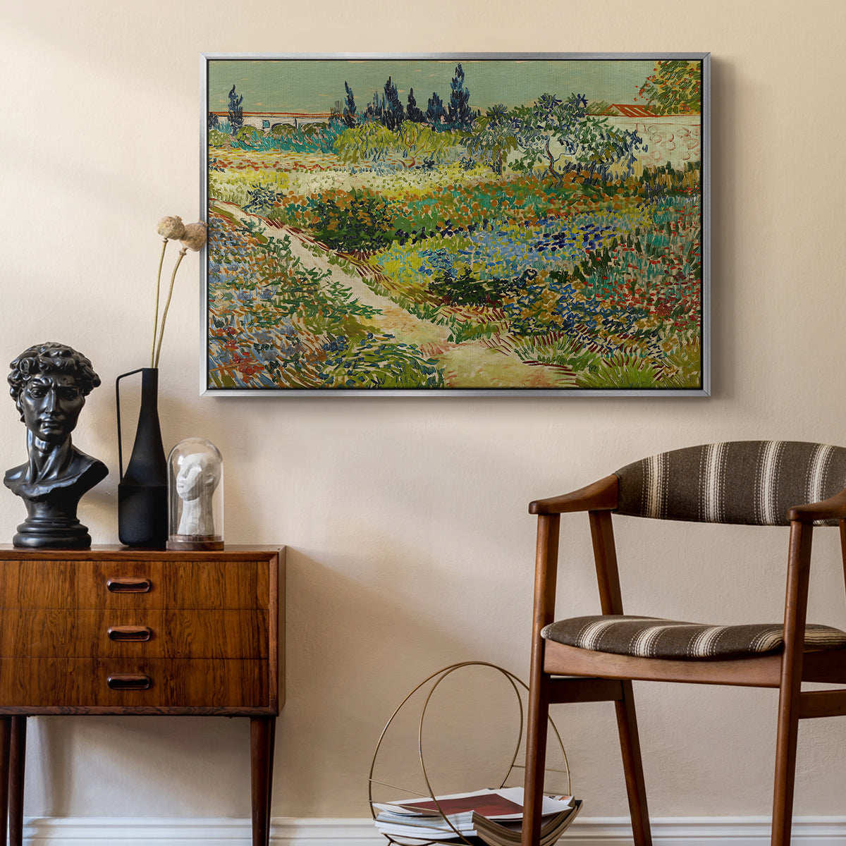 Garden at Arles, 1888 - Floater Framed Canvas Print