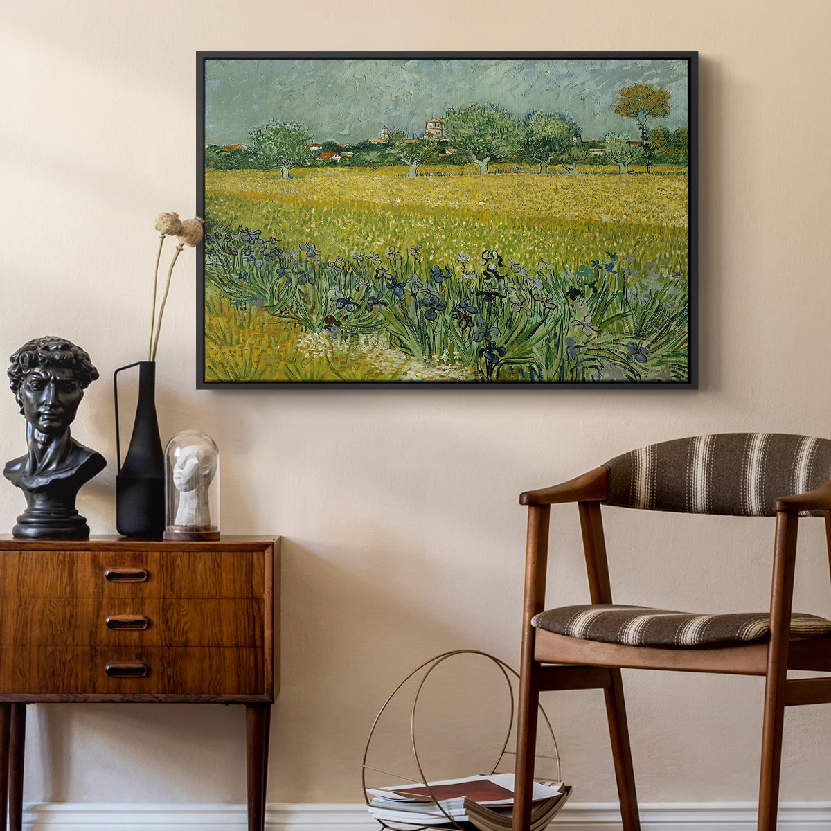 Field with Irises near Arles, 1888 - Floater Framed Canvas Print