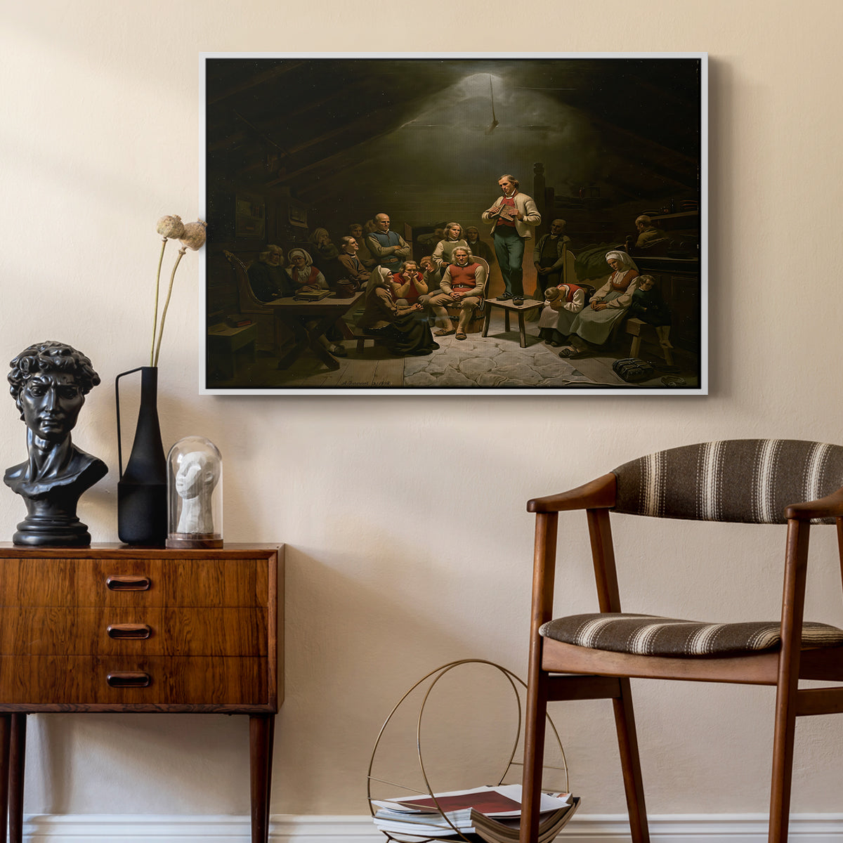 Low Church Devotion (Haugianerne), 1848 - Floater Framed Canvas Print