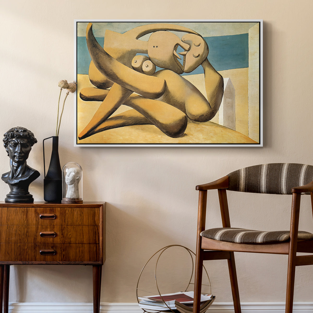 Figures at the Seaside (The Kiss), 1931 - Floater Framed Canvas Print