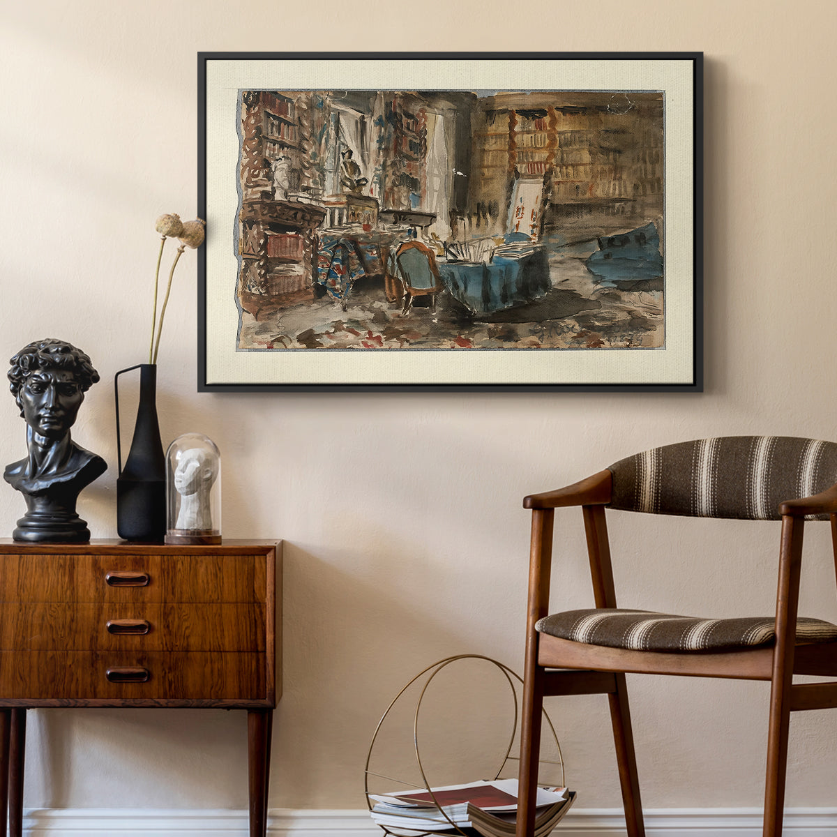 Cabinet de Flaubert à Croisset, 1874 - Floater Framed Canvas Print