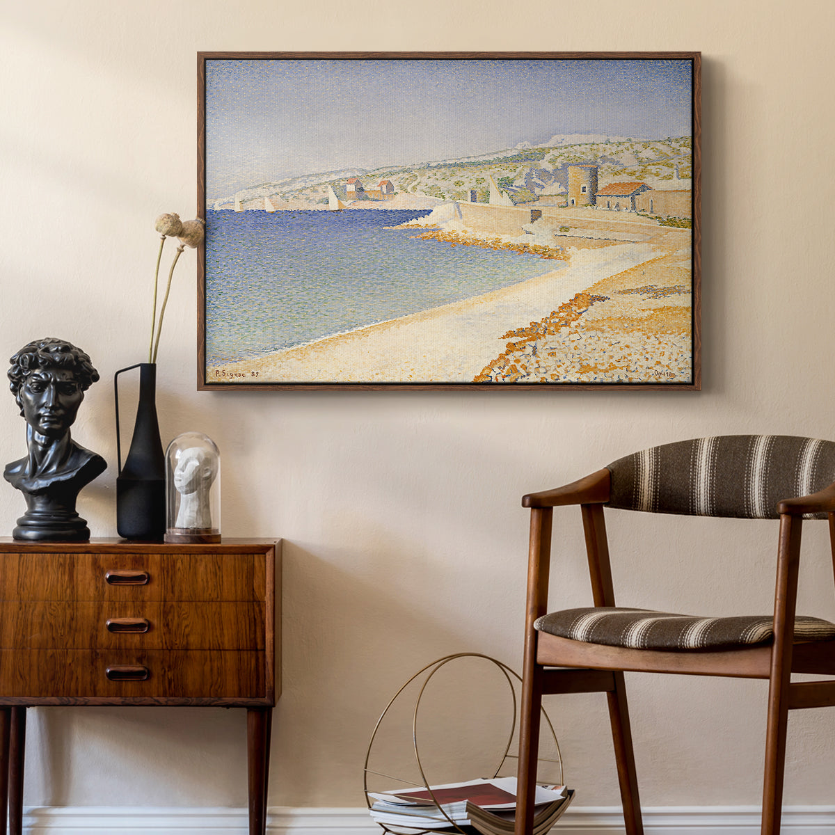 The Jetty at Cassis, Opus 198, 1889 - Floater Framed Canvas Print