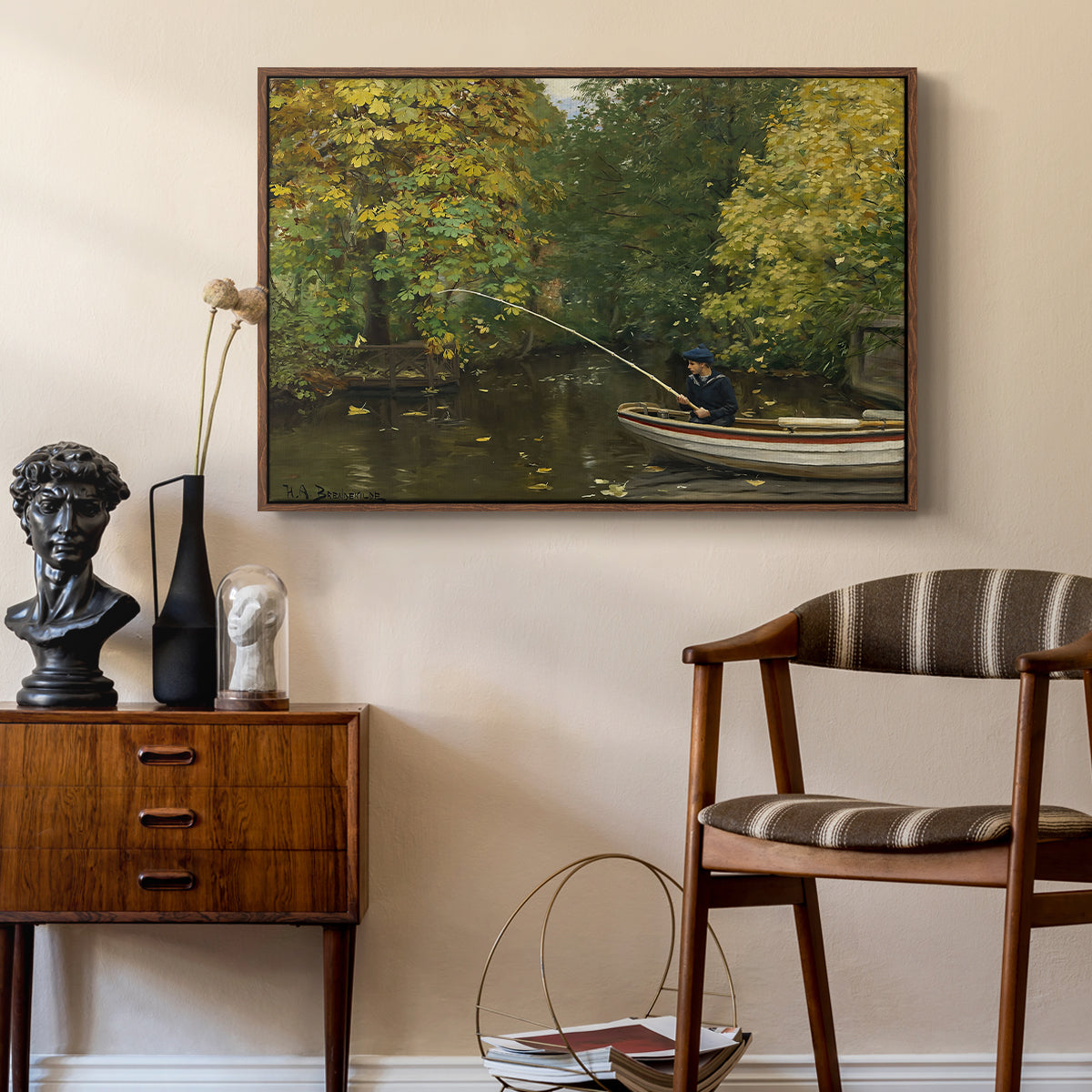 Fishing Boy, c. 1890 - Floater Framed Canvas Print